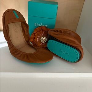 Tieks Brown and Blue Ballet Flats with Signature Sole